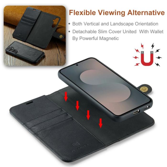 DG.MING - DG.MING Samsung Galaxy S25 FE Skal Detachable Läder Svart