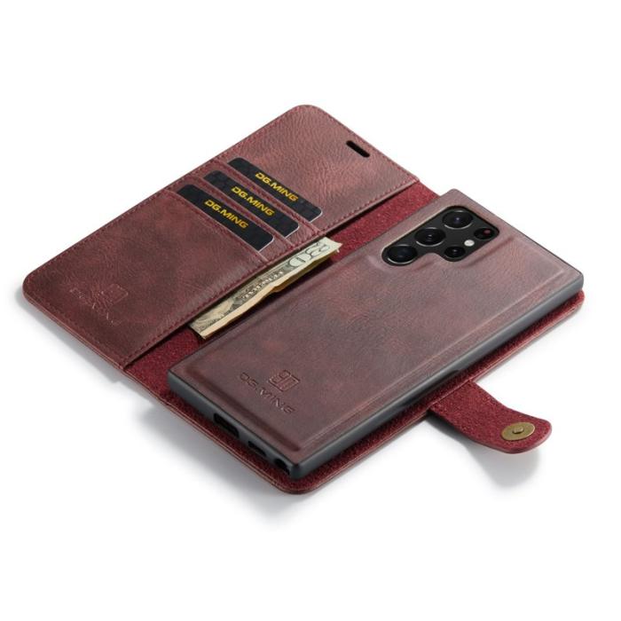 DG.MING - DG.MING Samsung Galaxy S25 Ultra Skal Detachable Läder Röd