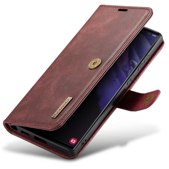 DG.MING - DG.MING Split Leather Case Samsung Galaxy S22 Ultra 5G Röd