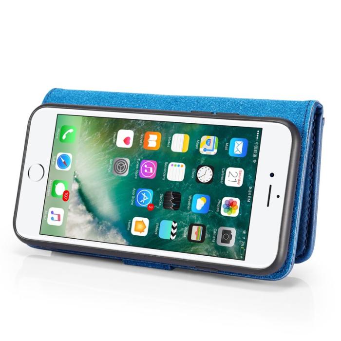 DG.MING - DG.MING Split Leather Wallet Cover iPhone SE/8/7 - Blå