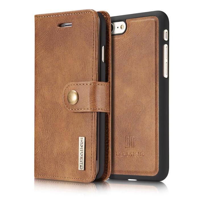 DG.MING - DG.MING Split Leather Wallet Cover iPhone SE/8/7 - Brun