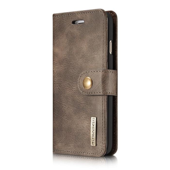 DG.MING - DG.MING Split Leather Wallet Cover iPhone SE/8/7 - Grå