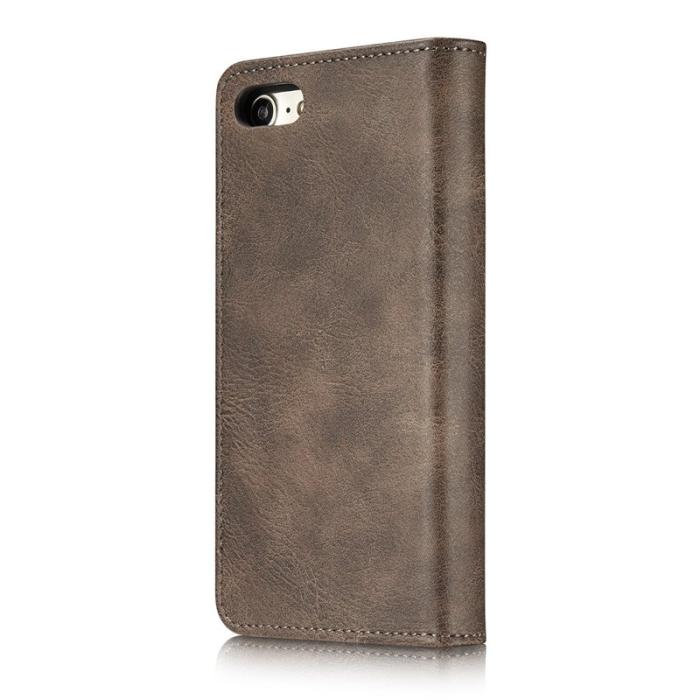DG.MING - DG.MING Split Leather Wallet Cover iPhone SE/8/7 - Grå