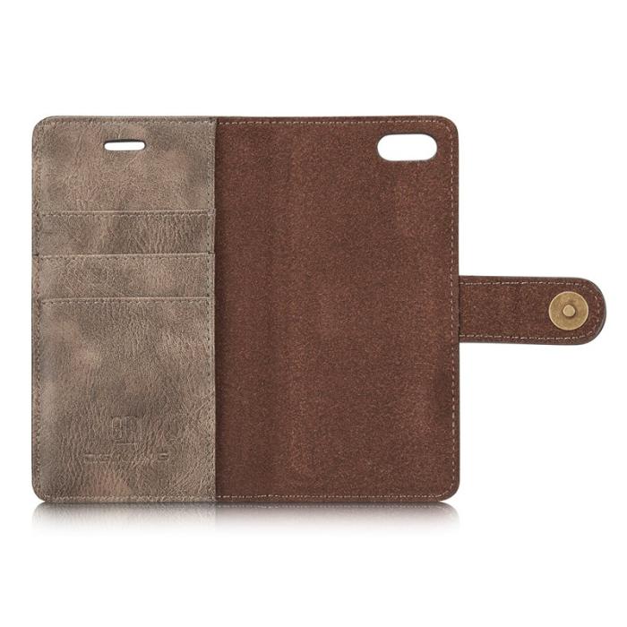 DG.MING - DG.MING Split Leather Wallet Cover iPhone SE/8/7 - Grå