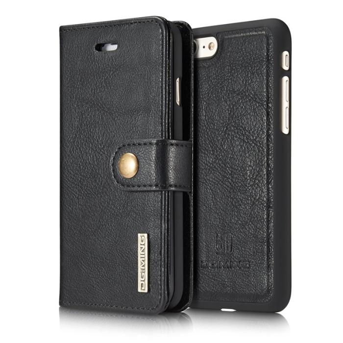 DG.MING - DG.MING Split Leather Wallet Cover iPhone SE/8/7 - Svart