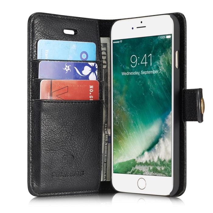 DG.MING - DG.MING Split Leather Wallet Cover iPhone SE/8/7 - Svart