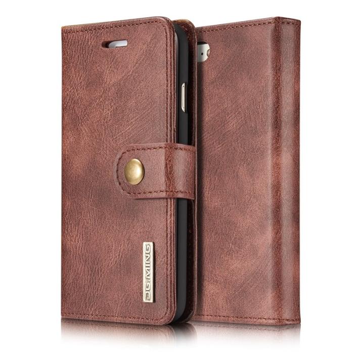 DG.MING - DG.MING Split Leather Wallet Cover iPhone SE/8/7 - Vinröd