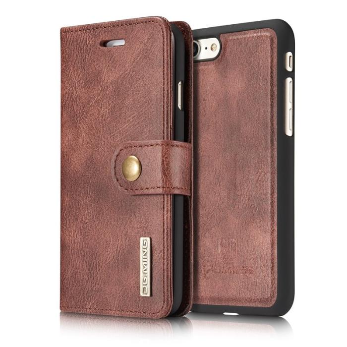 DG.MING - DG.MING Split Leather Wallet Cover iPhone SE/8/7 - Vinröd