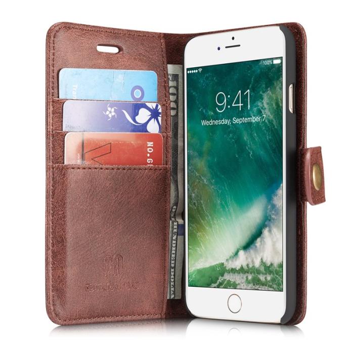 DG.MING - DG.MING Split Leather Wallet Cover iPhone SE/8/7 - Vinröd