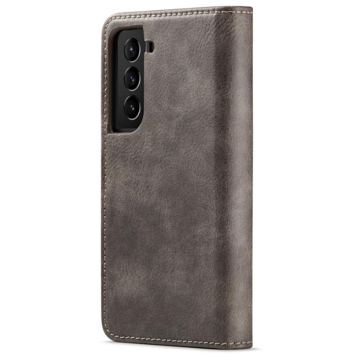 DG.MING - DG.MING Split Leather Wallet Skal för Samsung Galaxy S22+ 5G - Grå