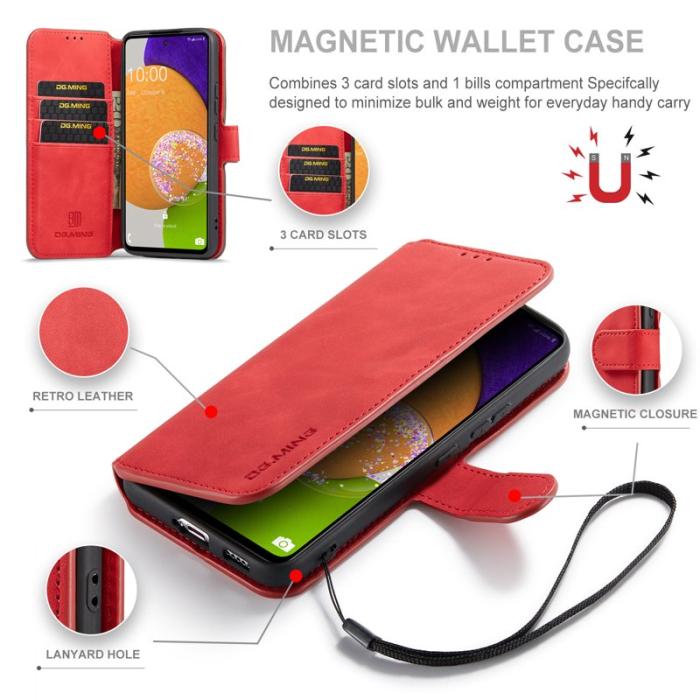 DG.MING - DG.MING Stand Wallet Samsung Galaxy A53 5G Fodral Röd