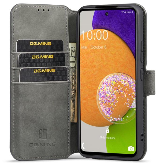 DG.MING - DG.MING Stand Wallet Skal Retro PU Läder för Samsung A53 5G Grå