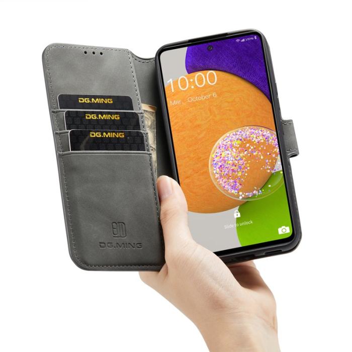 DG.MING - DG.MING Stand Wallet Skal Retro PU Läder för Samsung A53 5G Grå