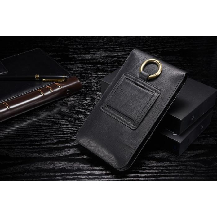 DG.MING - DG.MING Universal Split Leather Waist Bag - Black