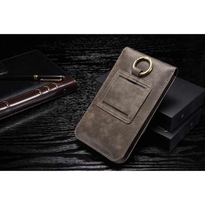 DG.MING - DG.MING Universal Split Leather Waist Bag med Kortfack - Coffee