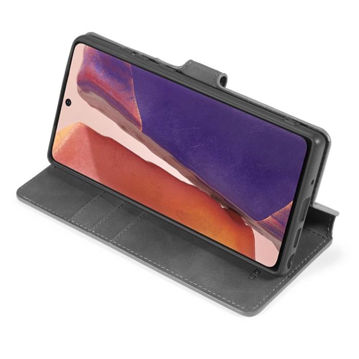 DG.MING - DG.MING Vintage PU Läder Plånboksfodral Samsung Galaxy Note20 Grå