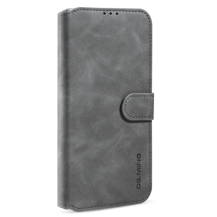 DG.MING - DG.MING Wallet Stand Fodral Retro i Läder för iPhone 13 Pro - Grå