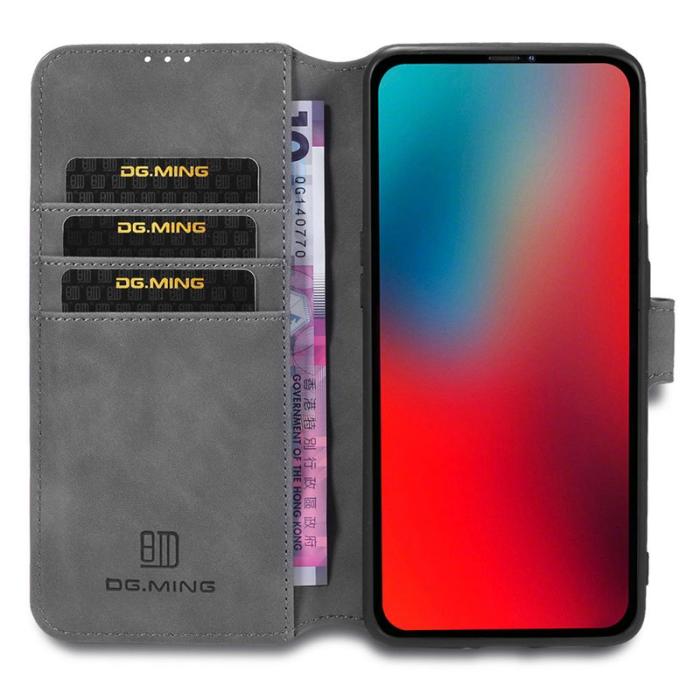 DG.MING - DG.MING Wallet Stand Fodral Retro i Läder för iPhone 13 Pro - Grå