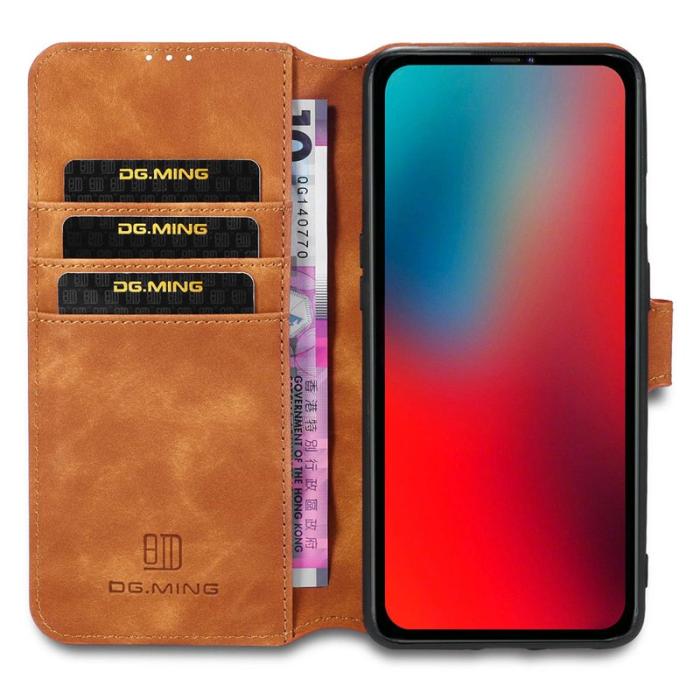 DG.MING - DG.MING Wallet Stand Fodral Retro Läder för iPhone 13 Pro - Brun