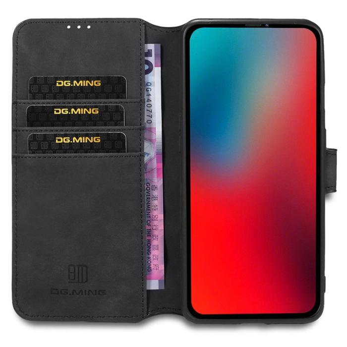 DG.MING - DG.MING Wallet Stand Fodral Retro Läder för iPhone 13 Pro - Svart