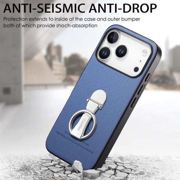 CASENEO - iPhone 17 Pro Fodral med Kickstand i Twill Läder - Blå