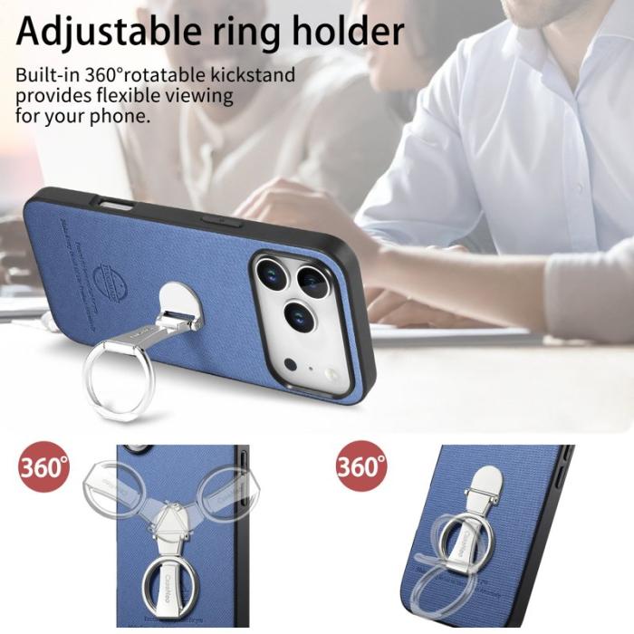 CASENEO - iPhone 17 Pro Fodral med Kickstand i Twill Läder - Blå