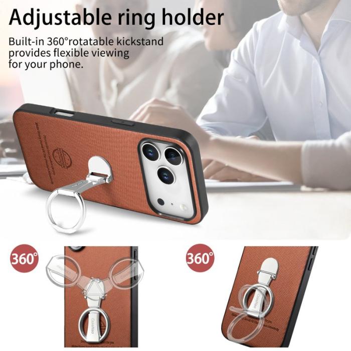 CASENEO - iPhone 17 Pro Fodral med Kickstand i Twill Läder - Brun