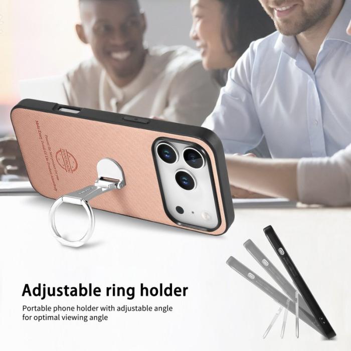 CASENEO - iPhone 17 Pro Fodral med Kickstand i Twill Läder - Rosa