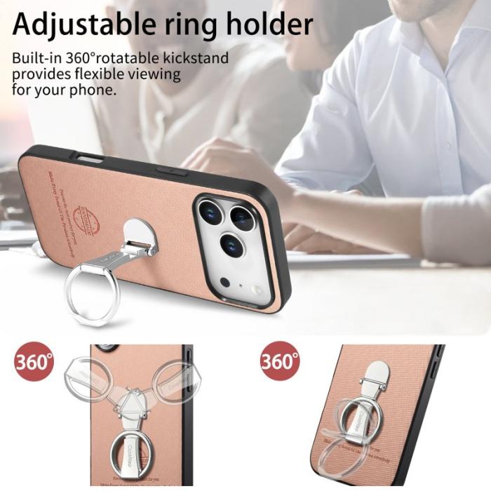 CASENEO - iPhone 17 Pro Fodral med Kickstand i Twill Läder - Rosa