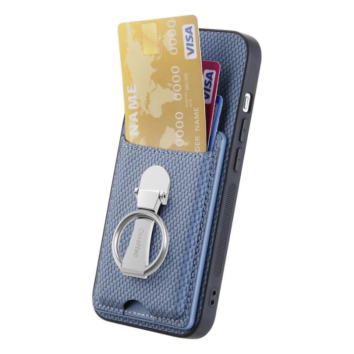 CASENEO - iPhone 17 Pro Läder Fodral med Ställ och Kortfack Blå