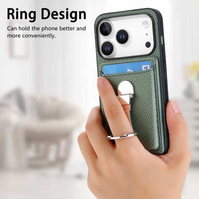 CASENEO - iPhone 17 Pro Läder Skal med Ställ och Kortfack Grön