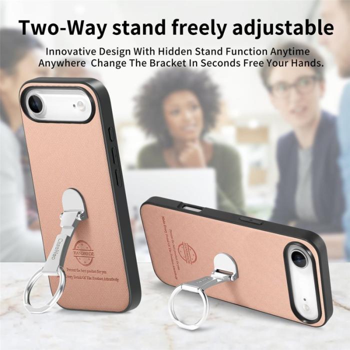 CASENEO - iPhone Air Case Fodral Kickstand Läder Rosa