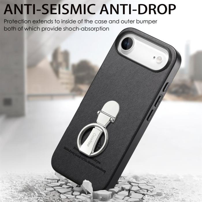 CASENEO - iPhone Air Case Fodral Kickstand Läder Svart
