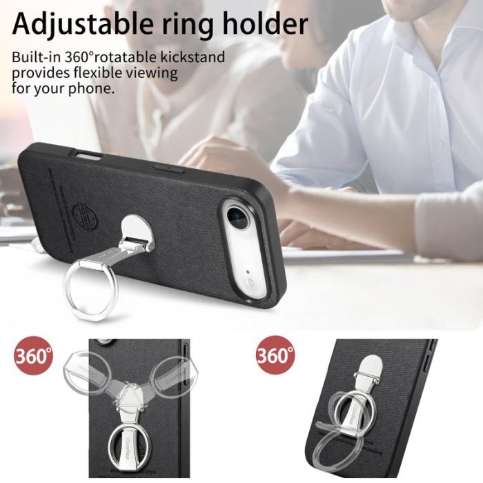 CASENEO - iPhone Air Case Fodral Kickstand Läder Svart