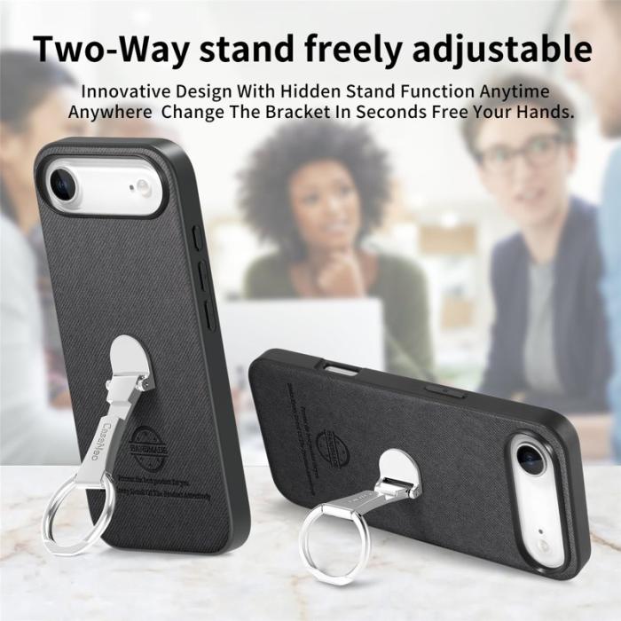 CASENEO - iPhone Air Case Fodral Kickstand Läder Svart