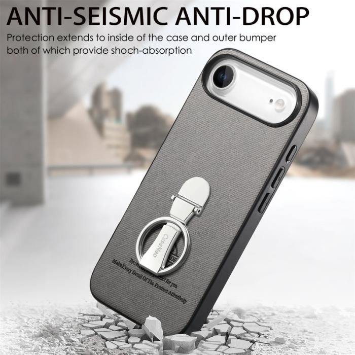 CASENEO - iPhone Air Case Fodral med Ställ i Grått Lädertextur