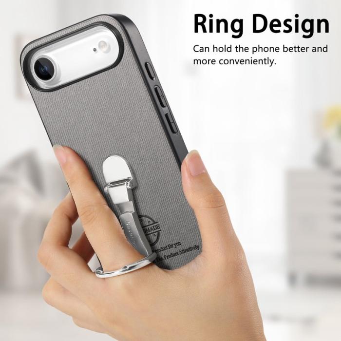 CASENEO - iPhone Air Case Fodral med Ställ i Grått Lädertextur