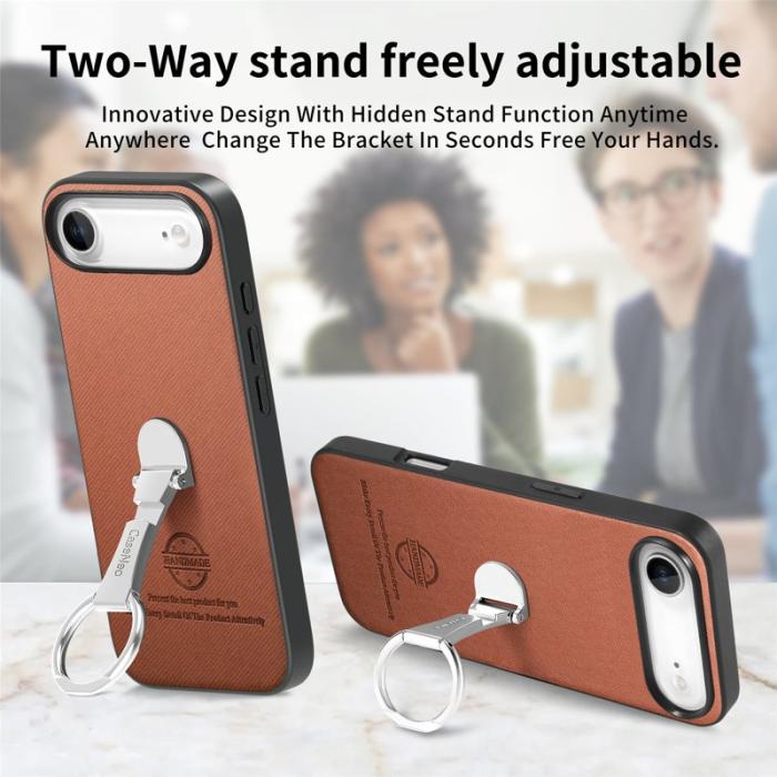 CASENEO - iPhone Air Case Fodral med Ställfunktion i Brunt Läder