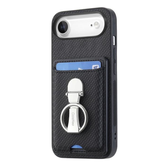 CASENEO - iPhone Air Leather Fodral med Kickstand och Kortfack - Svart