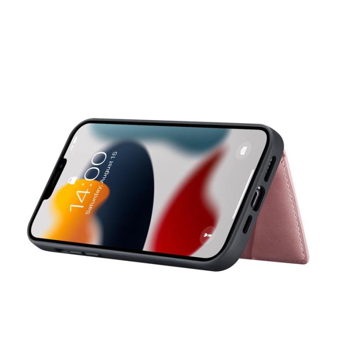 JEEHOOD - JEEHOOD 2-i-1 Fodral i läder för iPhone 13 Pro Max - Roséguld