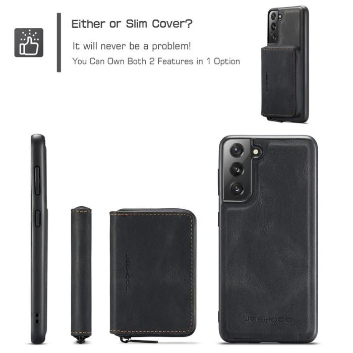 JEEHOOD - JEEHOOD 2-i-1 Magnetisk Plånboksfodral Samsung Galaxy S22+ Svart