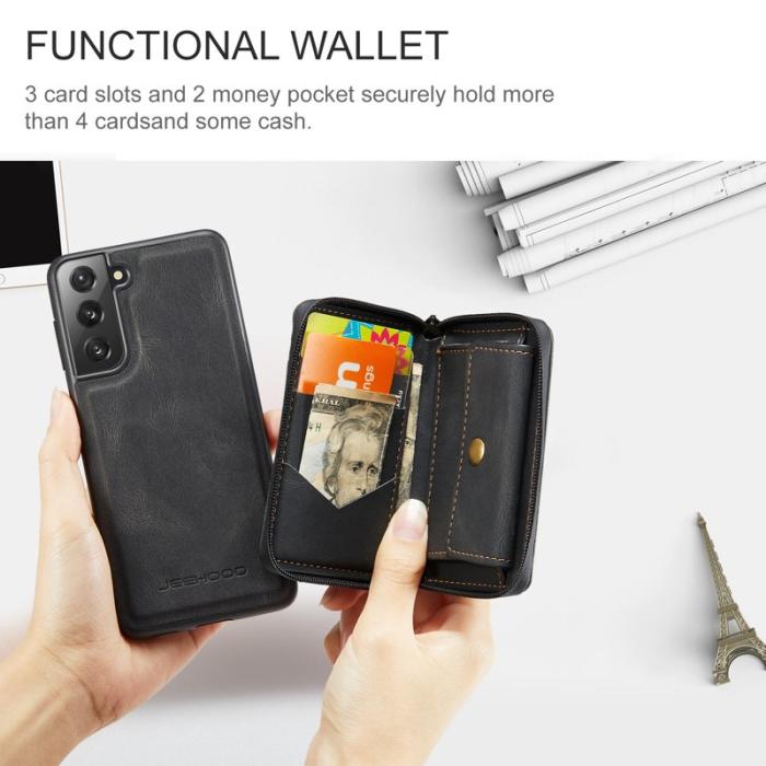 JEEHOOD - JEEHOOD 2-i-1 Magnetisk Plånboksfodral Samsung Galaxy S22+ Svart