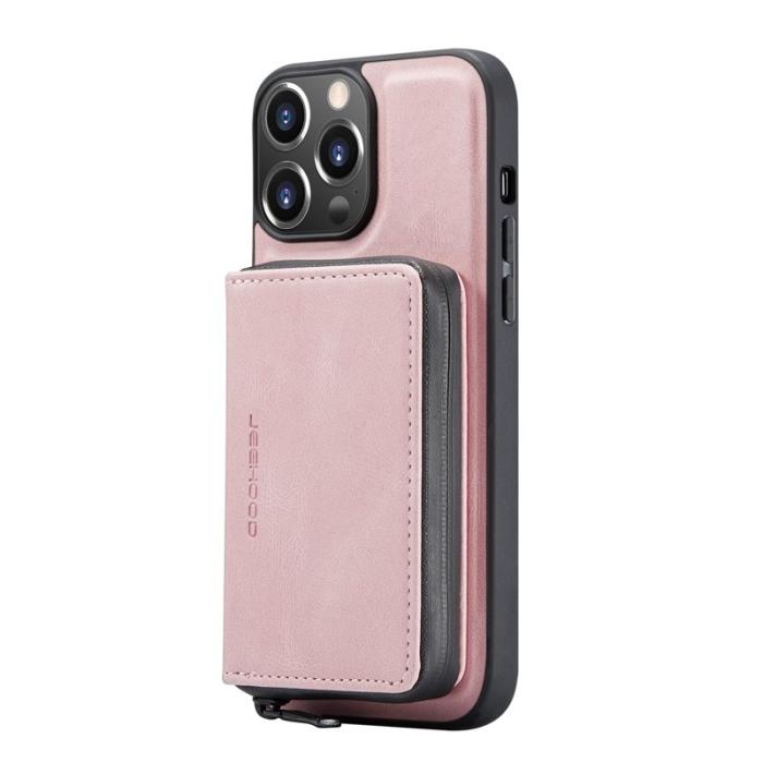 JEEHOOD - JEEHOOD 2-in-1 Magnetisk Konstläder Plånboksfodral i TPU för iPhone 13 Roséguld