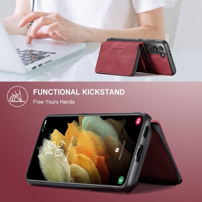 JEEHOOD - JEEHOOD 2-in-1 Magnetisk Plånboksfodral Samsung Galaxy S22+ Röd