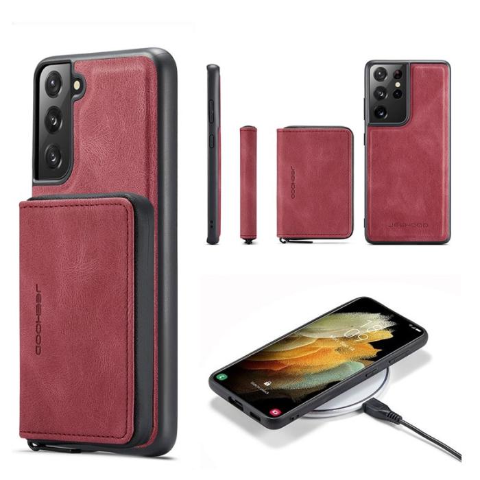 JEEHOOD - JEEHOOD 2-in-1 Magnetisk Plånboksfodral Samsung Galaxy S22+ Röd