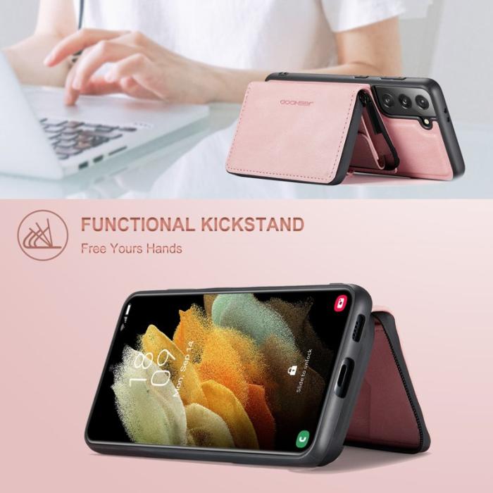 JEEHOOD - JEEHOOD 2-in-1 Magnetisk Plånboksfodral Samsung Galaxy S22+ Rosa