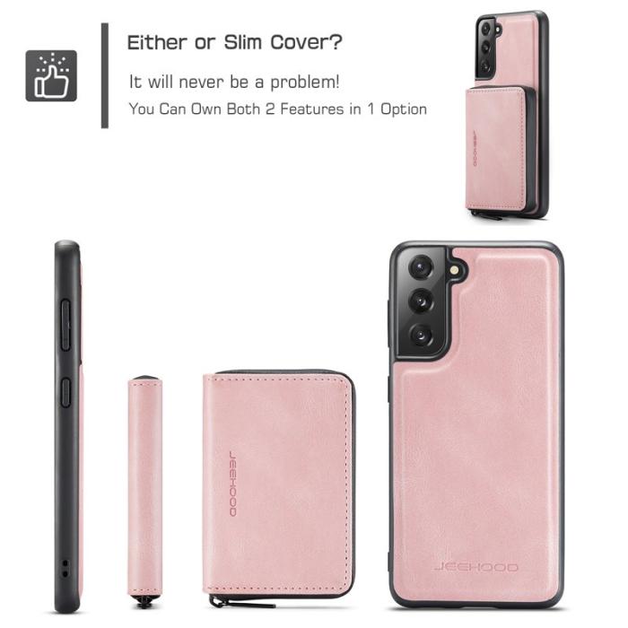 JEEHOOD - JEEHOOD 2-in-1 Magnetisk Plånboksfodral Samsung Galaxy S22+ Rosa