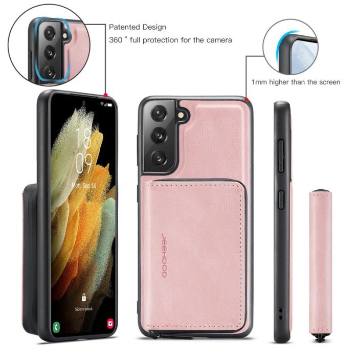 JEEHOOD - JEEHOOD 2-in-1 Magnetisk Plånboksfodral Samsung Galaxy S22+ Rosa