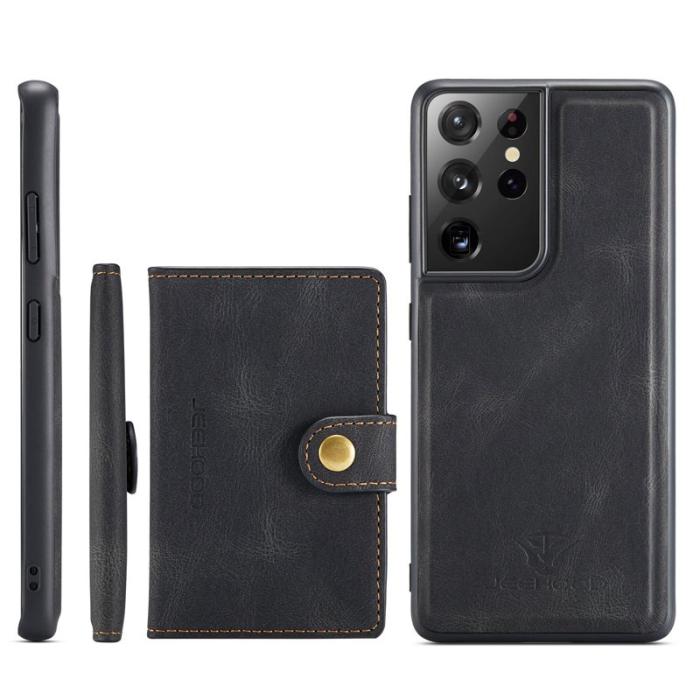 JEEHOOD - JEEHOOD 2 in 1 Magnetiskt Plånboksfodral för Samsung Galaxy S21 Ultra - Svart