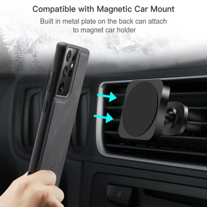 JEEHOOD - JEEHOOD 2 in 1 Magnetiskt Plånboksfodral för Samsung Galaxy S21 Ultra - Svart